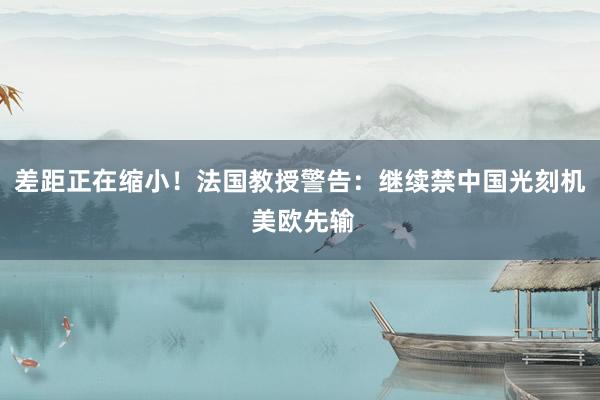 差距正在缩小！法国教授警告：继续禁中国光刻机 美欧先输