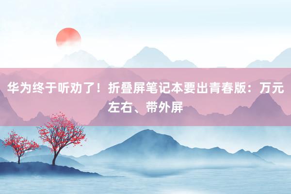 华为终于听劝了！折叠屏笔记本要出青春版：万元左右、带外屏