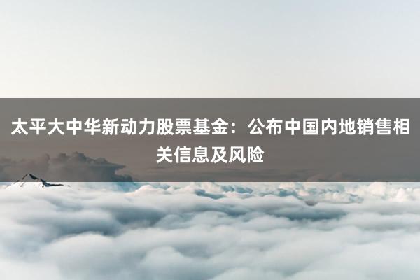 太平大中华新动力股票基金：公布中国内地销售相关信息及风险