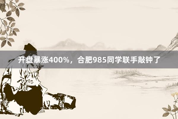 开盘暴涨400%，合肥985同学联手敲钟了