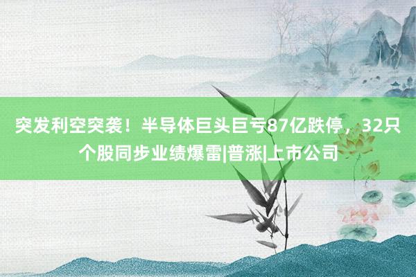 突发利空突袭！半导体巨头巨亏87亿跌停，32只个股同步业绩爆雷|普涨|上市公司