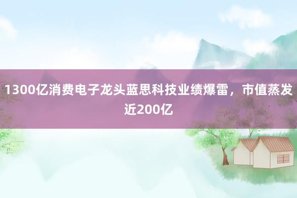 1300亿消费电子龙头蓝思科技业绩爆雷，市值蒸发近200亿