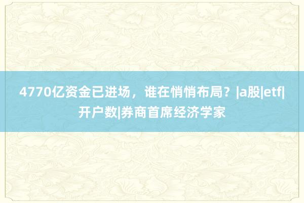 4770亿资金已进场，谁在悄悄布局？|a股|etf|开户数|券商首席经济学家