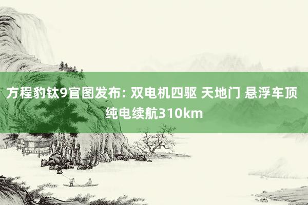 方程豹钛9官图发布: 双电机四驱 天地门 悬浮车顶 纯电续航310km