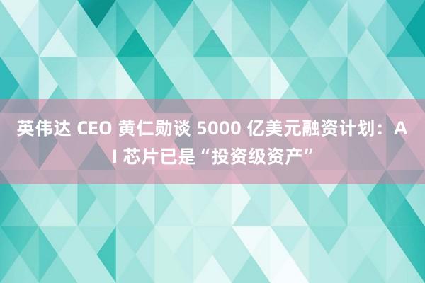 英伟达 CEO 黄仁勋谈 5000 亿美元融资计划：AI 芯片已是“投资级资产”
