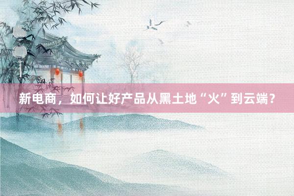 新电商，如何让好产品从黑土地“火”到云端？