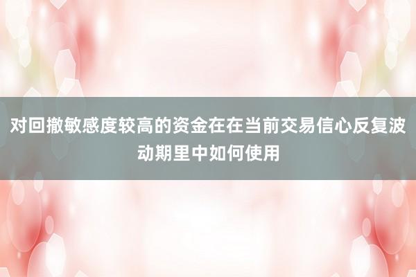 对回撤敏感度较高的资金在在当前交易信心反复波动期里中如何使用
