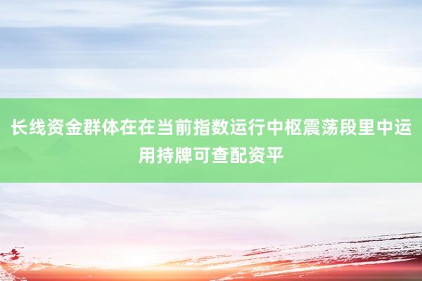 长线资金群体在在当前指数运行中枢震荡段里中运用持牌可查配资平