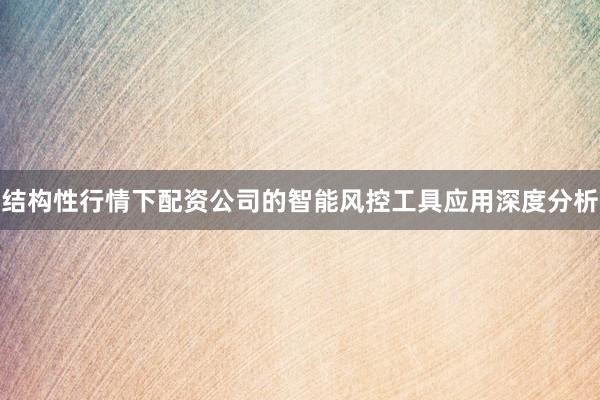 结构性行情下配资公司的智能风控工具应用深度分析