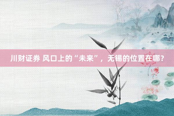 川财证券 风口上的“未来”，无锡的位置在哪？
