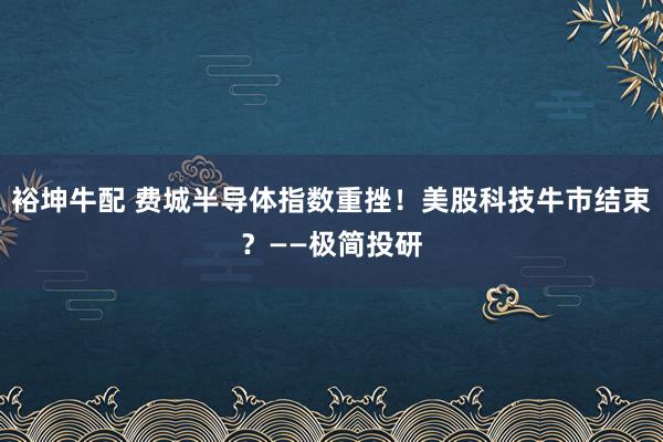 裕坤牛配 费城半导体指数重挫！美股科技牛市结束？——极简投研