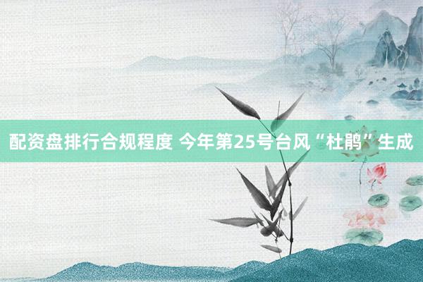 配资盘排行合规程度 今年第25号台风“杜鹃”生成