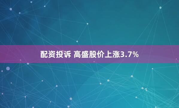 配资投诉 高盛股价上涨3.7%